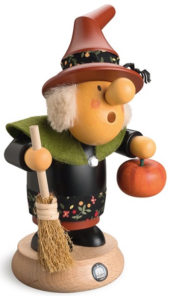 Müllerchen Witch with broom and pumpkin