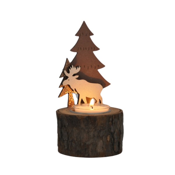 Tea light holder with reindeer