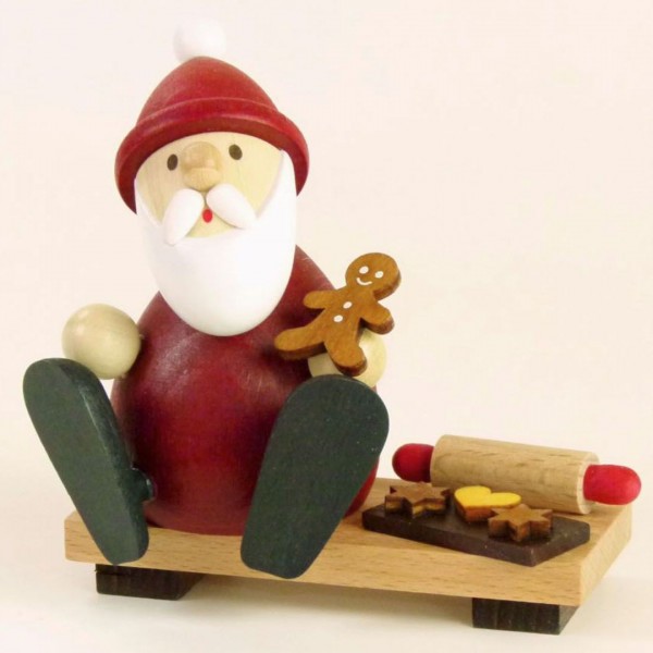 0872-Weihnachtsmann-auf-Bank-mit-Lebkuchenmann-farbig-Knox-Reacherkerzen